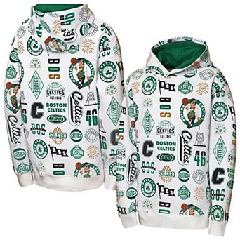 Youth Outerstuff White Boston Celtics 3-and-D Allover Hoodie