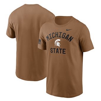 Men's Nike Brown Michigan State Spartans 2026 Military Appreciation Sideline Dri-FIT T-Shirt