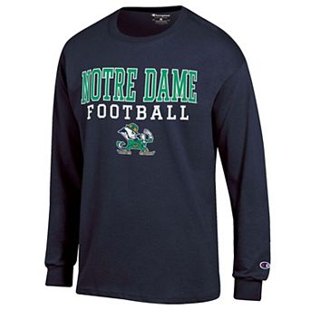 Men's Champion Navy Notre Dame Fighting Irish Football Stack Long Sleeve T-Shirt