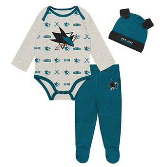 Newborn Outerstuff Heathered Bone San Jose Sharks Huddles and Giggles Three-Piece Set