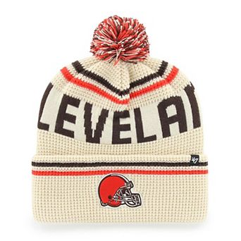 Men's '47 Natural Cleveland Browns Quattrle Cuffed Knit Hat with Pom