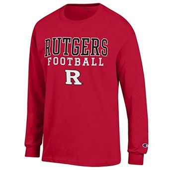Men's Champion Scarlet Rutgers Scarlet Knights Football Stack Long Sleeve T-Shirt