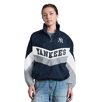 Women's Starter Navy New York Yankees Yardline Quarter-Zip Pullover