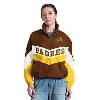 Women's Starter Brown San Diego Padres Yardline Quarter-Zip Pullover