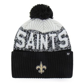 Men's '47 Black New Orleans Saints Bone Chill Cuffed Knit Hat with Pom