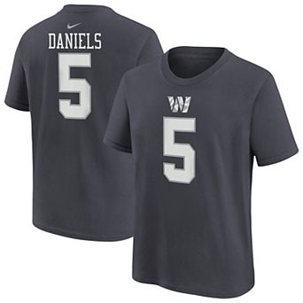 Youth Nike Jayden Daniels Anthracite Washington Commanders Name & Number T-Shirt