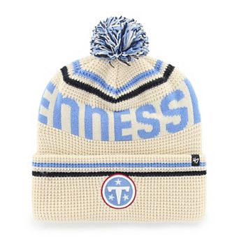 Men's '47 Natural Tennessee Titans Quattrle Cuffed Knit Hat with Pom