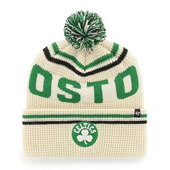 Men's '47 Natural Boston Celtics Quattrle Cuffed Knit Hat with Pom