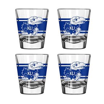 Logo Brands Kansas Jayhawks Four-Piece Stripe Shot Glass Set