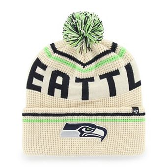 Men's '47 Natural Seattle Seahawks Quattrle Cuffed Knit Hat with Pom