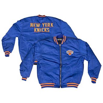Unisex FISLL Blue/Black New York Knicks Reversible Full-Zip Flight Jacket