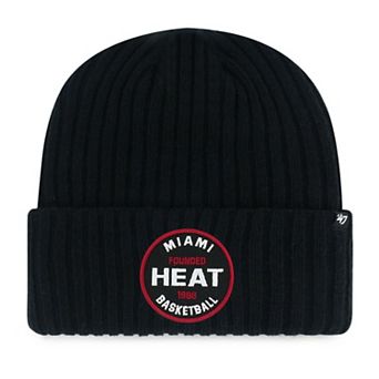 Men's '47 Black Miami Heat Ribbed Snowdrift Cuffed Knit Hat