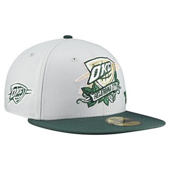 Men's New Era Gray/Green Oklahoma City Thunder Rose Banner 59FIFTY Fitted Hat