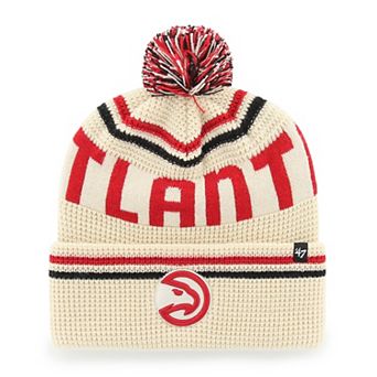 Men's '47 Natural Atlanta Hawks Quattrle Cuffed Knit Hat with Pom