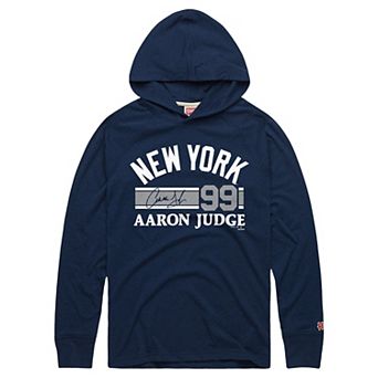 Men's Homage Aaron Judge Navy New York Yankees Cooperstown Collection Signature Name & Number Long Sleeve Tri-Blend Hooded T-Shirt