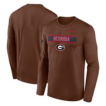 Men's Nike Brown Georgia Bulldogs 2026 Military Appreciation Dri-FIT Long Sleeve T-Shirt
