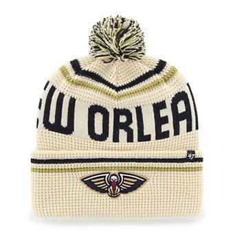 Men's '47 Natural New Orleans Pelicans Quattrle Cuffed Knit Hat with Pom