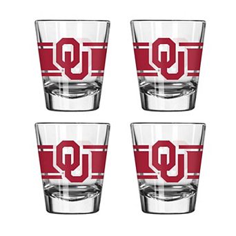 Logo Brands Oklahoma Sooners Four-Piece Stripe Shot Glass Set