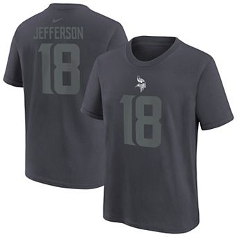 Youth Nike Justin Jefferson Anthracite Minnesota Vikings Name & Number T-Shirt
