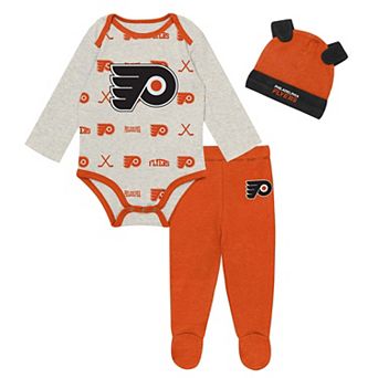 Newborn Outerstuff Heathered Bone Philadelphia Flyers Huddles and Giggles Three-Piece Set