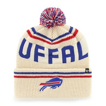 Men's '47 Natural Buffalo Bills Quattrle Cuffed Knit Hat with Pom