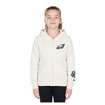 Girls New Era Cream Philadelphia Eagles Cream Multi Hit Full Zip Hoodie