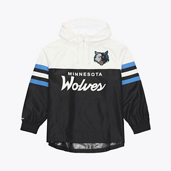 Men's Mitchell & Ness Black Minnesota Timberwolves Head Coach Lightweight Anorak Quarter-Zip Windbreaker