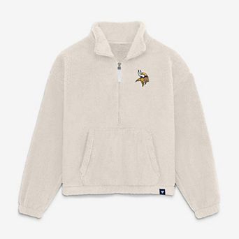 Women's Fanatics Cream Minnesota Vikings Oversized Breakout Sherpa Half-Zip Pullover
