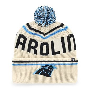 Men's '47 Natural Carolina Panthers Quattrle Cuffed Knit Hat with Pom