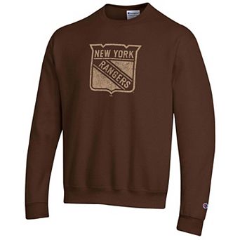 Men's Champion Brown New York Rangers Eco Powerblend Sweatshirt