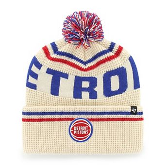 Men's '47 Natural Detroit Pistons Quattrle Cuffed Knit Hat with Pom