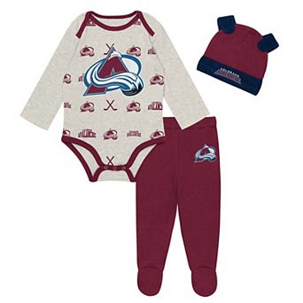 Newborn Outerstuff Heathered Bone Colorado Avalanche Huddles and Giggles Three-Piece Set