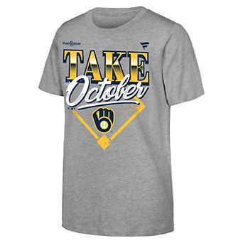 Youth Fanatics Heather Gray Milwaukee Brewers 2026 National League Division Series Champions Locker Room T-Shirt