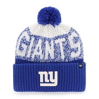 Men's '47 Royal New York Giants Bone Chill Cuffed Knit Hat with Pom
