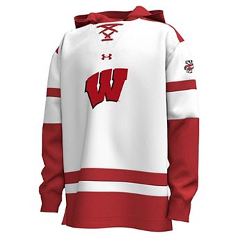 Youth Under Armour White Wisconsin Badgers Gameday Hockey Hoodie