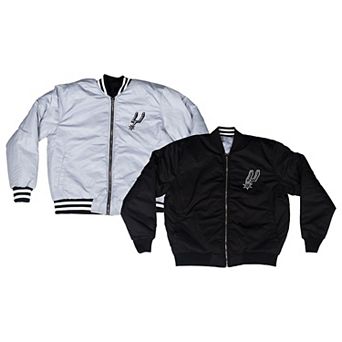 Unisex FISLL Black/Gray San Antonio Spurs Reversible Full-Zip Flight Jacket
