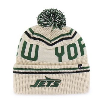 Men's '47 Natural New York Jets Quattrle Cuffed Knit Hat with Pom