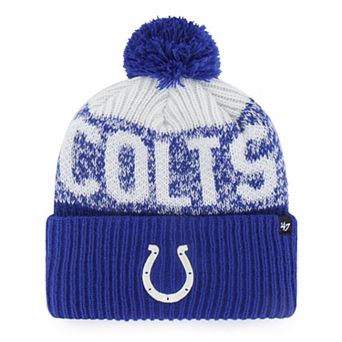 Men's '47 Royal Indianapolis Colts Bone Chill Cuffed Knit Hat with Pom