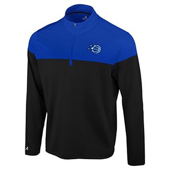 Men's Antigua Black/Blue Orlando Magic Hinder Quarter-Zip Pullover