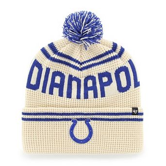 Men's '47 Natural Indianapolis Colts Quattrle Cuffed Knit Hat with Pom