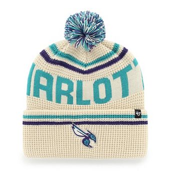 Men's '47 Natural Charlotte Hornets Quattrle Cuffed Knit Hat with Pom
