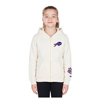 Girls New Era Cream Buffalo Bills Cream Multi Hit Full Zip Hoodie