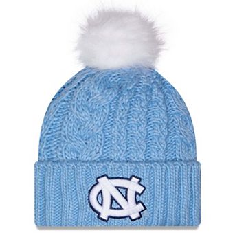 Women's New Era Carolina Blue North Carolina Tar Heels Fuzz Double Knit Hat with Pom