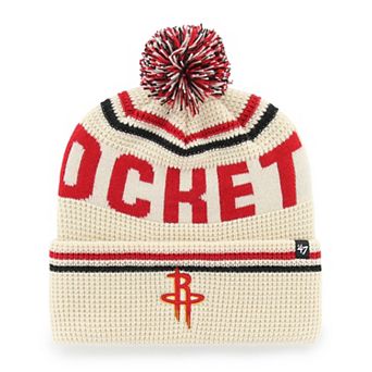 Men's '47 Natural Houston Rockets Quattrle Cuffed Knit Hat with Pom