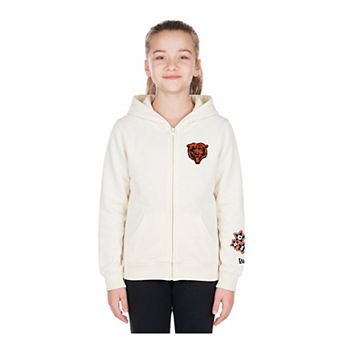 Girls New Era Cream Chicago Bears Cream Multi Hit Full Zip Hoodie