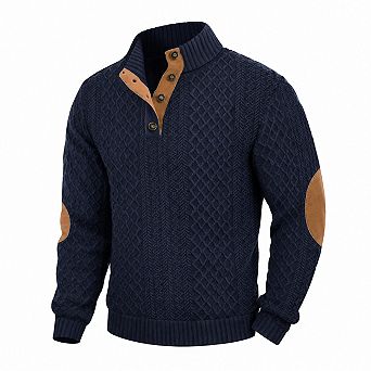 Men's Quarter Zip Pullover Sweatshirt Long Sleeve Casual Stand Collar Top