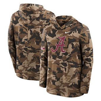 Men's Nike Camo Alabama Crimson Tide 2026 Military Appreciation Sideline Dri-FIT Hooded Long Sleeve T-Shirt