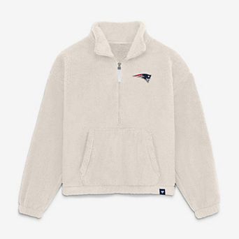 Women's Fanatics Cream New England Patriots Oversized Breakout Sherpa Half-Zip Pullover