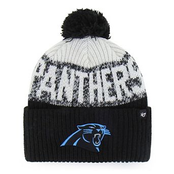 Men's '47 Black Carolina Panthers Bone Chill Cuffed Knit Hat with Pom