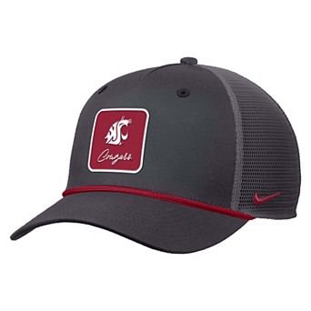 Men's Nike Anthracite Washington State Cougars Primetime Logo Script Rise Rope Trucker Adjustable Hat